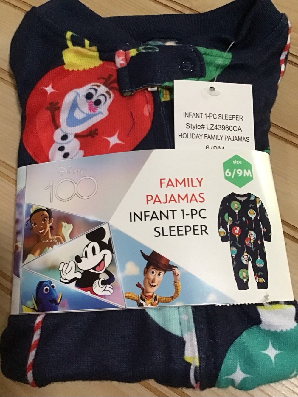 Disney 100th Anniversary Holiday Christmas Navy Infant 6/9 M Sleeper NWT